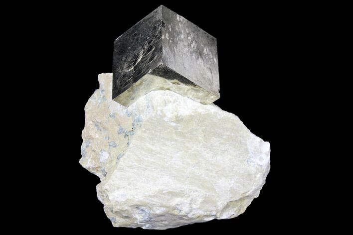 Shiny, Natural Pyrite Cube In Rock - Navajun, Spain #131109